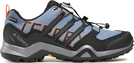 Granatowe buty trekkingowe Adidas Performance z goretexu sznurowane