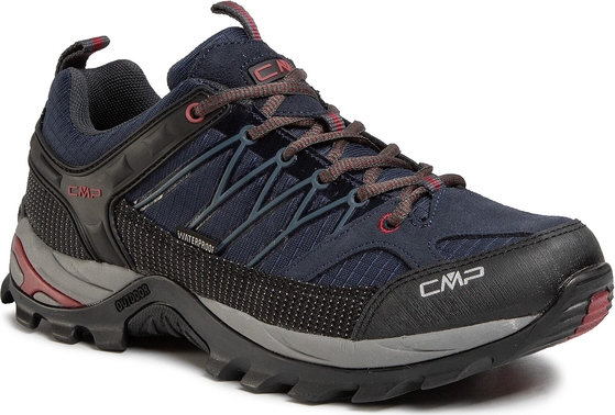 Granatowe buty trekkingowe CMP sznurowane ze skóry