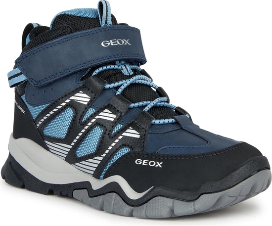 Granatowe buty trekkingowe dziecięce Geox na rzepy