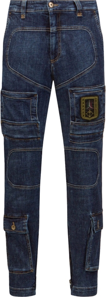 Granatowe jeansy Aeronautica Militare z bawełny w młodzieżowym stylu