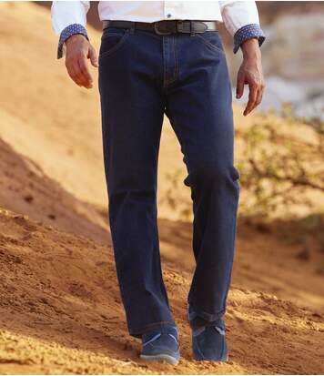 Granatowe jeansy Atlas For Men z bawełny w street stylu