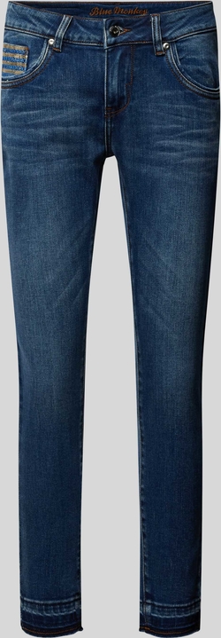 Granatowe jeansy BLUE MONKEY z bawełny w stylu casual