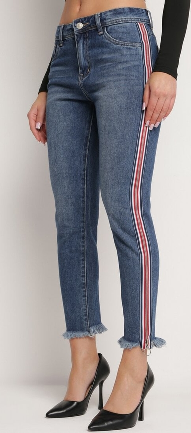 Granatowe jeansy born2be w stylu casual z bawełny