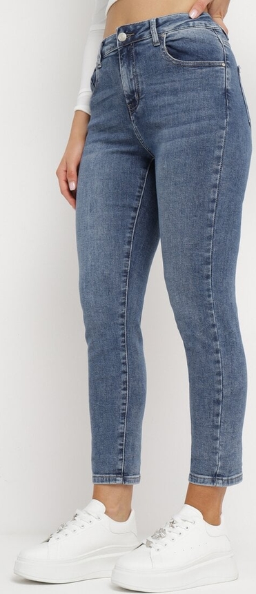 Granatowe jeansy born2be z jeansu w stylu casual