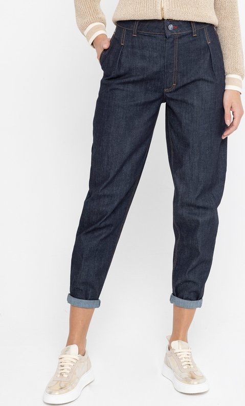 Granatowe jeansy Deni Cler Milano w street stylu z jeansu