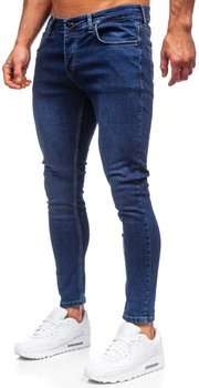 Granatowe jeansy Denley w stylu casual z bawełny