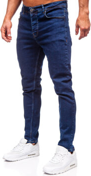 Granatowe jeansy Denley z bawełny w stylu casual