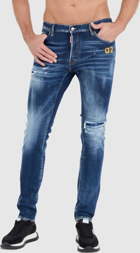Granatowe jeansy Dsquared2 z jeansu