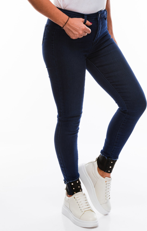 Granatowe jeansy Edoti w stylu casual z bawełny