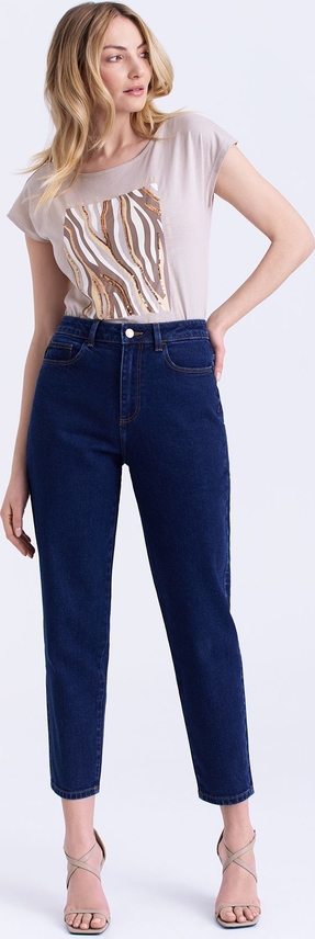Granatowe jeansy Greenpoint w stylu casual z jeansu