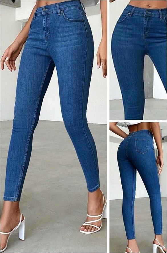 Granatowe jeansy IVET w street stylu