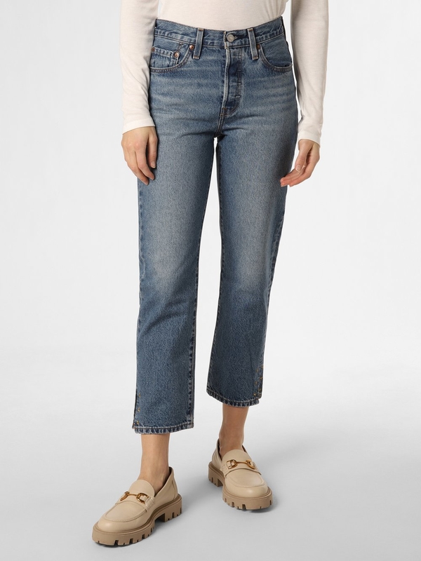 Granatowe jeansy Levis w street stylu z bawełny