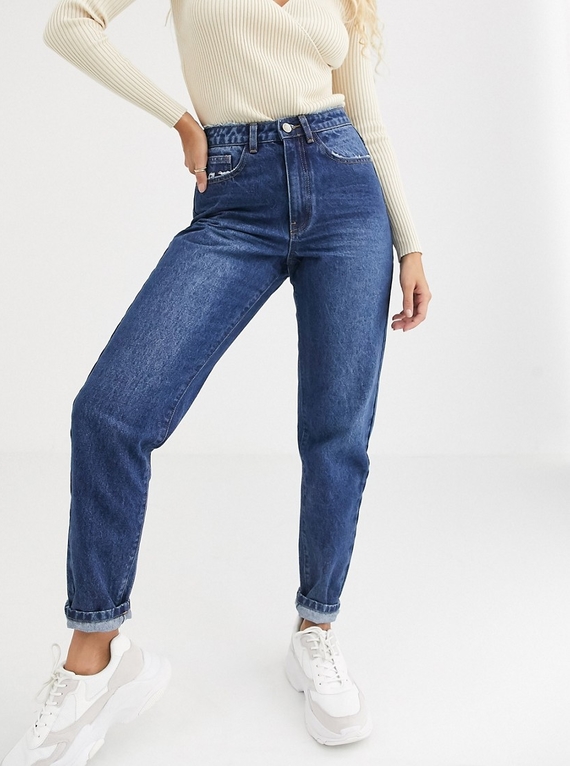 Granatowe jeansy Missguided z jeansu