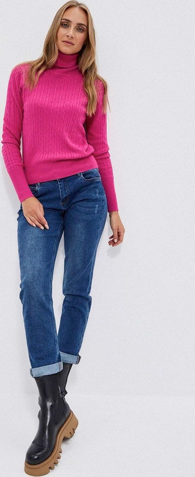 Granatowe jeansy Moodo.pl w stylu casual z bawełny