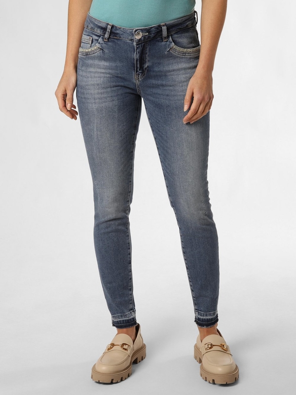 Granatowe jeansy Mos Mosh w stylu casual z bawełny