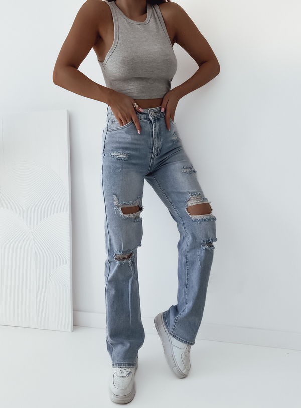 Granatowe jeansy Olika z jeansu w stylu casual