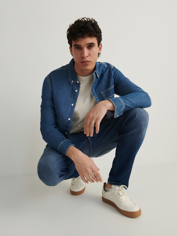 Granatowe jeansy Reserved w street stylu z bawełny