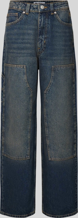 Granatowe jeansy Review w street stylu z bawełny