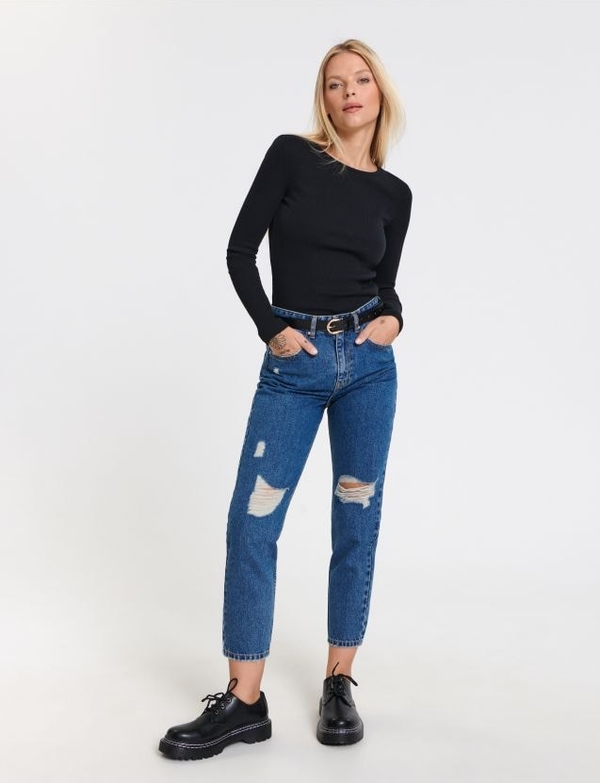 Granatowe jeansy Sinsay z bawełny