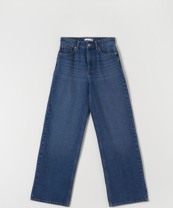 Granatowe jeansy Sinsay z bawełny w street stylu