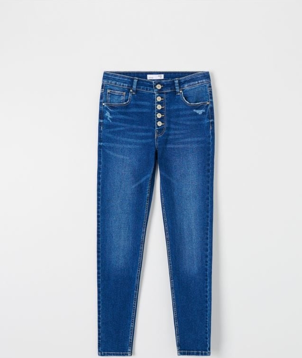 Granatowe jeansy Sinsay z bawełny w stylu casual