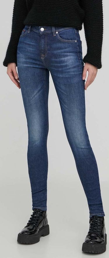 Granatowe jeansy Tommy Jeans w stylu casual z bawełny