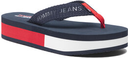 Granatowe klapki Tommy Jeans na platformie
