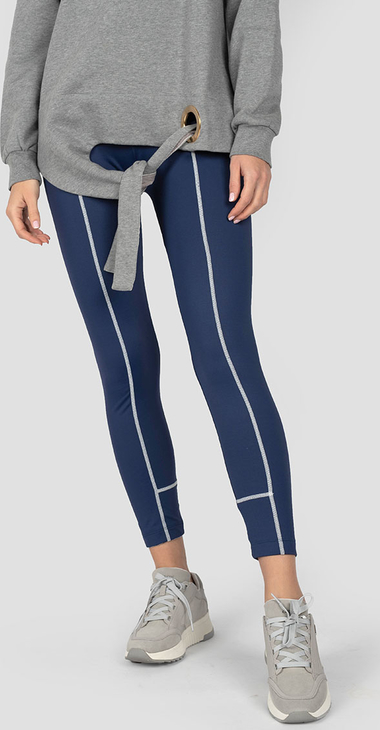 Granatowe legginsy ubierzsie.com w sportowym stylu z tkaniny