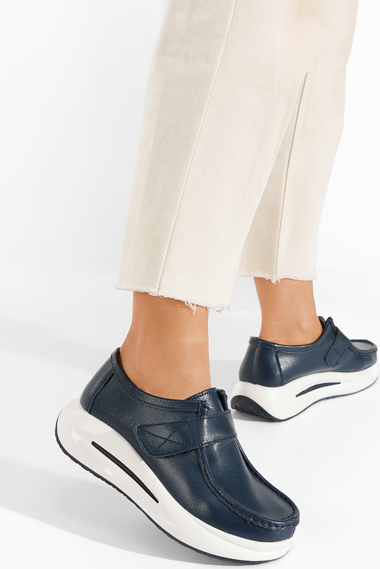 Granatowe półbuty Zapatos na platformie w stylu casual
