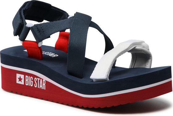 Granatowe sandały Big Star w stylu casual z klamrami na platformie