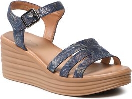Granatowe sandały Clara Barson z klamrami w stylu casual na koturnie