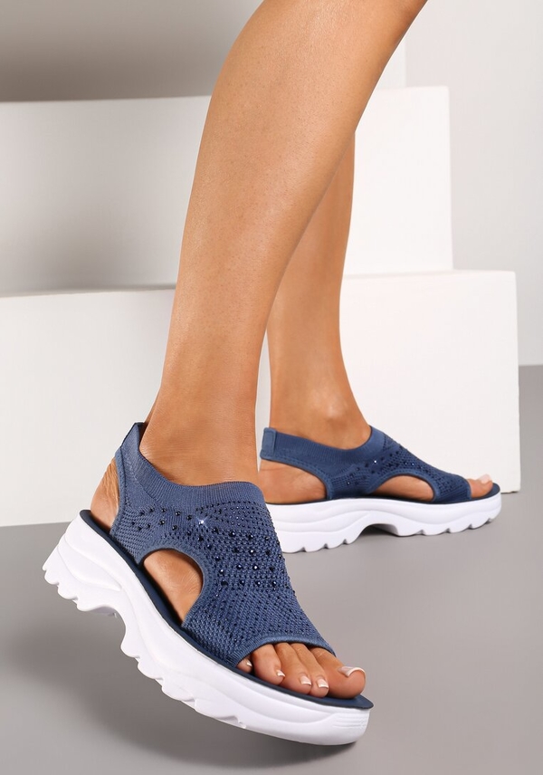 Granatowe sandały Renee w stylu casual z płaską podeszwą