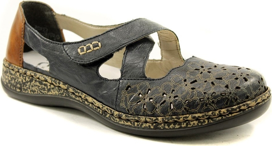 Granatowe sandały Rieker na koturnie w stylu casual