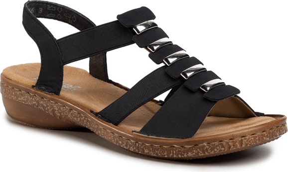 Granatowe sandały Rieker w stylu casual ze skóry ekologicznej
