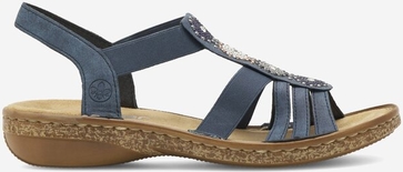 Granatowe sandały Rieker z klamrami z płaską podeszwą w stylu casual