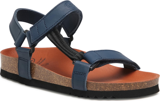 Granatowe sandały Scholl z klamrami w stylu casual ze skóry ekologicznej
