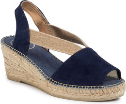Granatowe sandały Toni Pons w stylu casual z tkaniny na koturnie