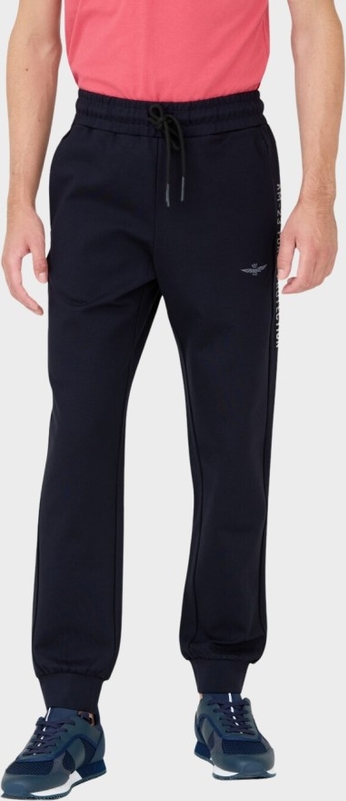 Granatowe spodnie Aeronautica Militare w sportowym stylu z dresówki