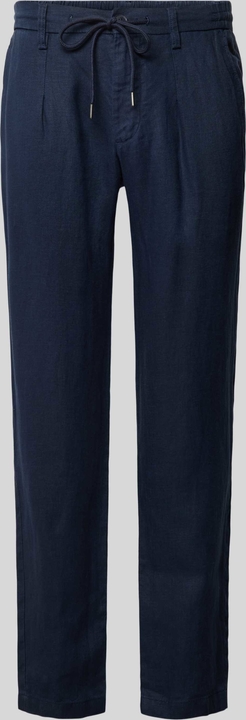 Granatowe spodnie Bruun & Stengade z lnu w stylu casual