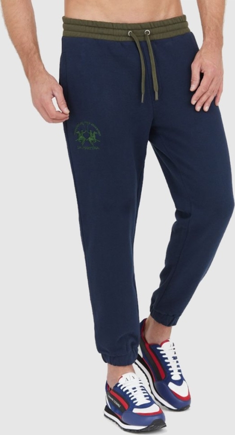 Granatowe spodnie La Martina w sportowym stylu z bawełny