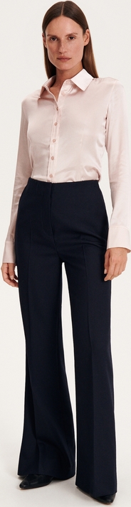 Granatowe spodnie Reserved w stylu retro z wełny