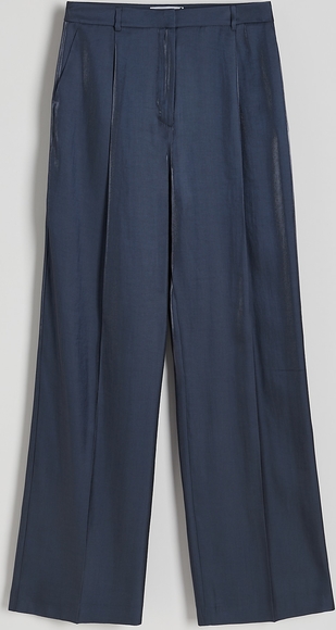Granatowe spodnie Reserved z tkaniny w stylu retro