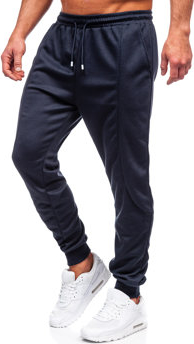 Granatowe spodnie sportowe Denley z dresówki
