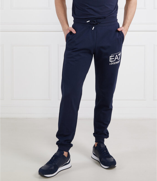 Granatowe spodnie sportowe Emporio Armani w sportowym stylu z bawełny