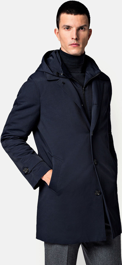 Granatowy płaszcz męski LANCERTO w stylu casual