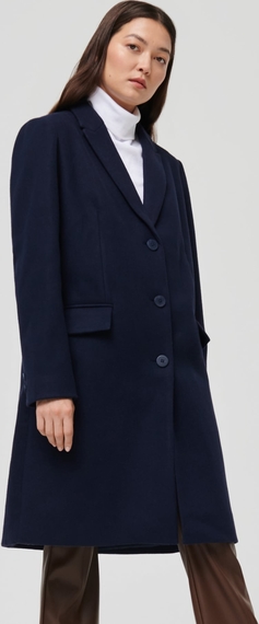 Granatowy płaszcz Sinsay w stylu casual bez kaptura