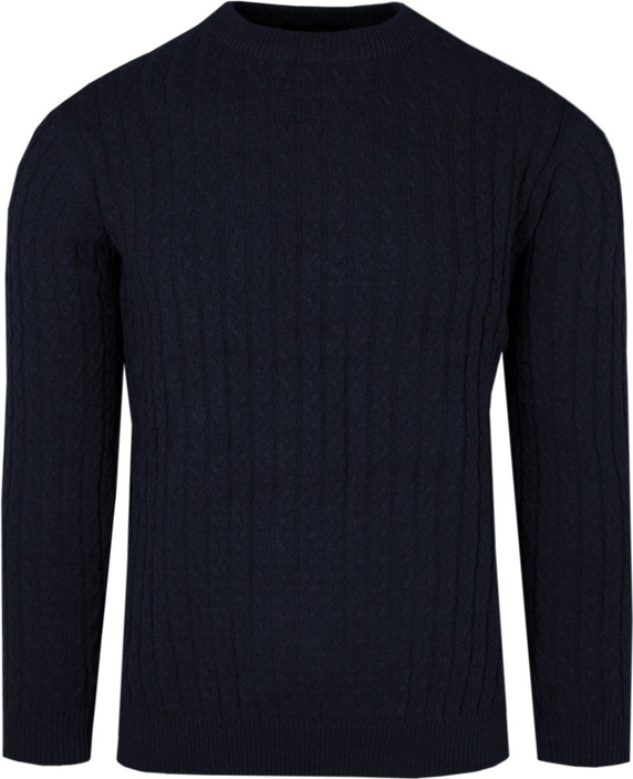 Granatowy sweter Adriano Guinari z okrągłym dekoltem z bawełny w stylu casual