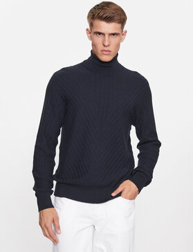Granatowy sweter Armani Exchange w stylu casual z okrągłym dekoltem