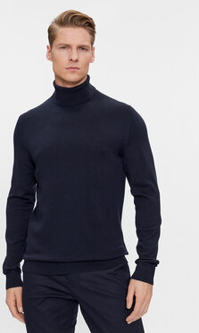 Granatowy sweter Calvin Klein w stylu casual z golfem