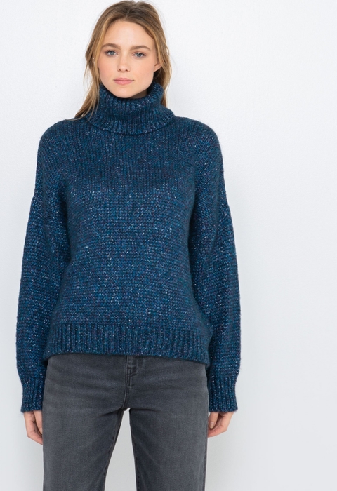 Granatowy sweter Camaieu w stylu casual